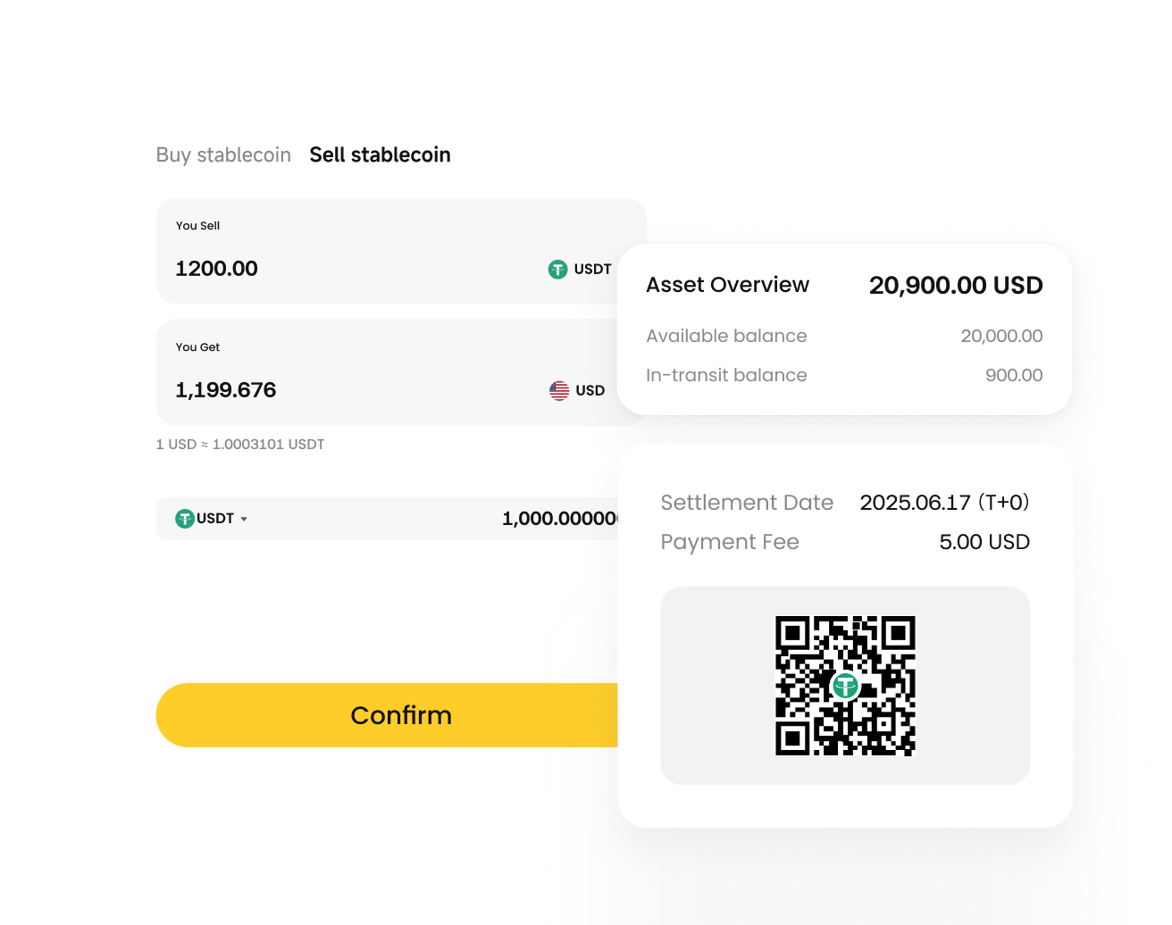 All-in-one wallet for fiat & stablecoins
